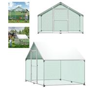 Aufun Poulailler Extérieur avec Serrure en Acier Galvanisé 3 X 2 X 2 m | Pour Petits Animaux De Compagnie Avec Couverture De Toit Pour Poulailler, Oiseaux, Lapins, Animaux De Compagnie