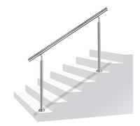 Aufun rampe d'escalier Garde-corps en acier inoxydable pour escaliers, intérieur et extérieur, balcon, parapet, argent, longueur : 200 cm, sans croisillons
