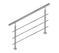 Aufun rampe d'escalier, main courante en acier inoxydable, garde-corps pour escaliers, intérieur et extérieur, balcon, parapet, argent, longueur : 80-180 cm (80cm, 3 croisillons)