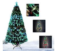 Aufun Sapin Artificiel de Noël 180 cm, Sapin de Noël avec LED et Étoile, Sapin Artificiel en Fibre de Verre à Changement de Couleur pour Bureau