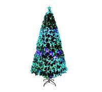 Aufun Sapin de Noël Artificiel 120 cm, Sapin de Noël avec LED et Top Étoile, Sapin Artificiel en Fibre de Verre à Changement de Couleur pour Bureau(1,2 m, Fibre de Verre Colorée)