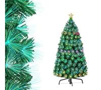 Aufun Sapin de Noël Artificiel 120 cm, Sapin de Noël avec LED et Top Étoile, Sapin Artificiel en Fibre de Verre à Changement de Couleur pour Bureau(1,2 m, Fibre de Verre Colorée)