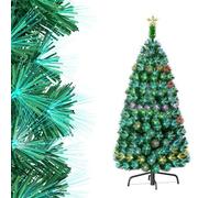 Aufun Sapin de Noël Artificiel 150 cm, Sapin de Noël avec LED et Top Étoile, Sapin Artificiel en Fibre de Verre à Changement de Couleur pour Bureau(1,5 m, Fibre de Verre Colorée)