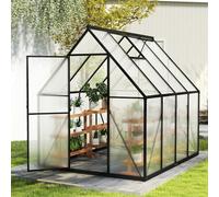 Aufun Serre de jardin en aluminium de qualité supérieure - 4,14 m² - Avec base de 6 cm et plaque PC de 4 mm - Résistant aux UV - Résistant aux intempéries - Pour le jardin - 230 x 180 x 195 cm