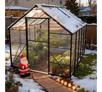 Aufun Serre de jardin en aluminium de qualité supérieure - 5,04 m² - Avec base de 6 cm et plaque PC de 4 mm - Résistant aux UV - Résistant aux intempéries - Pour le jardin - 280 x 180 x 195 cm