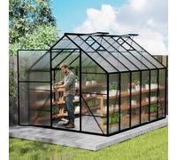 Aufun Serre de jardin en aluminium de qualité supérieure - 9,5 m² - Avec base de 6 cm et plaque PC de 4 mm - Résistant aux UV - Résistant aux intempéries - 380 x 250 x 205 cm