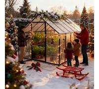 Aufun Serre de jardin en aluminium de qualité supérieure - 9,5 m² - Avec base de 6 cm et plaque PC de 4 mm - Résistant aux UV - Résistant aux intempéries - 380 x 250 x 205 cm