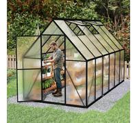 Aufun Serre de qualité supérieure en Aluminium - 5,7 m² - avec Base de 6 cm et Plaque en Polycarbonate de 4 mm - Résistante aux UV et aux intempéries - 335 x 170 x 195 cm
