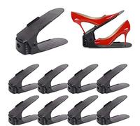 Aufun Support à Chaussures Lot de étagères à chaussures réglables 3 hauteurs réglables Support Chaussures gain de place Fonction Antidérapante boite chaussures empilables Blanc/noir（10 pièces）