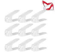 Aufun Support à Chaussures Lot de étagères à chaussures réglables 3 hauteurs réglables Support Chaussures gain de place Fonction Antidérapante boite chaussures empilables Blanc/noir（20 pièces）