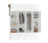 AufuN Système d'étagères de penderie DIY - Étagère à chaussures avec tringle à vêtements - Armoire combinée modulaire - Système d'étagères enfichables peu encombrantes - Bibliothèque pliable portable