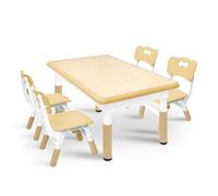 AufuN Table pour enfant avec 4 chaises, groupe de sièges réglables en hauteur, ensemble de chaises pour maternelle et chambre d'enfant, table de peinture facile à nettoyer pour salle de classe,