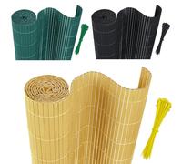 AufuN Tapis brise-vue en PVC - 200 x 600 cm - Avec serre-câbles - Protection contre le vent - En bambou - Pour jardin, balcon et terrasse - Structure en W - Lamelles renforcées - Bambou