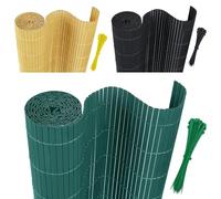 AufuN Tapis brise-vue en PVC - 80 x 600 cm - Clôture brise-vue avec serre-câbles - Protection standard bambou contre le vent - Pour jardin, balcon et terrasse - Structure interne en W - Lamelles