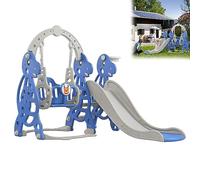 Aufun Toboggan pour enfants, 4 en 1, aire de jeux avec panier de basket, toboggan extra long, balançoire, toboggan bébé facile à installer pour l'intérieur et l'extérieur, arrière-cour (175 x 145 x