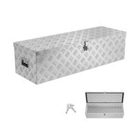Aufun Truckbox - Boîte de rangement - 80 l - En aluminium - Pour voiture, remorque, camion, véhicule utilitaire - Caisse à outils - Caisse à sangle - Argent - 99 x 33 x 25,5 cm