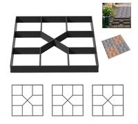 Aufun Tye C Lot de 4 moules à pavés DIY à 8 compartiments, moules en béton, 40 x 40 x 4 cm, pour jardin, dalles de terrasse, dalles de béton, noir, type C
