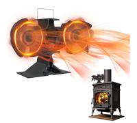 AufuN Ventilateur de cheminée à 8 pales avec 2 moteurs, sans électricité, alimenté par la chaleur, diffuseur d'air chaud silencieux pour poêle à bois/cheminée/four/bois, double ventilateur de poêle