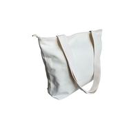 Augbunny 473,6 g 100 % coton durable, grande toile multi-usage, fermeture éclair, doublée, réutilisable, pour épicerie, plage, sac fourre-tout décontracté, crème, Large