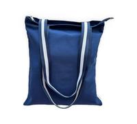 Augbunny Sac à provisions réutilisable en toile de coton avec fermeture éclair - 340 g - Sac de courses - Sac de plage - Style décontracté - Multi-usage, bleu marine, Large