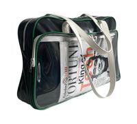 Augbunny Sac fourre-tout en polyuréthane avec poche en PVC transparent pour événements sportifs, concerts, travail, Noir , Large