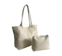 Augbunny Sac fourre-tout pour femme en cuir synthétique avec poignée sur le dessus, crème, Medium