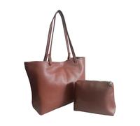 Augbunny Sac fourre-tout pour femme en cuir synthétique avec poignée sur le dessus, marron, Medium