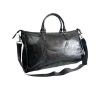 Augbunny Sacs de voyage en PU grain de litchi de grande capacité pour femmes, sac à bandoulière avec bandoulière réglable, Noir , Large