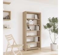 Augerlite Bibliothèque à 6 étagères 80 x 30 x 170 cm en bois d'acacia massif aspect brossé pour livres, magazines et classeurs dans le salon ou le bureau