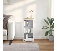 Augerlite Bibliothèque blanche en pin massif - 46 x 29 x 100 cm - 3 compartiments - Étagère basse sur pied pour salon, bureau, bureau comme rangement et séparateur de pièce