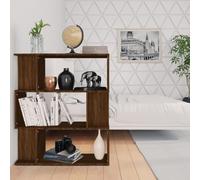 Augerlite Bibliothèque en chêne marron - 80 x 24 x 96 cm - En bois - 3 grands et 6 petits compartiments - Séparateur de pièce pour salon, couloir