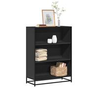 Augerlite Bibliothèque noire - 80,5 x 35 x 107,5 cm - Structure en métal avec 3 compartiments - Séparateur de pièce pour salon, bureau, bureau, rangement stable pour livres, magazines, DVD