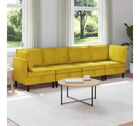 Augerlite Ensemble de salon en velours avec espace de rangement - 280 x 70 x 82 cm - 4 pièces - Jaune - Avec coussins - Design ergonomique et moderne - Pour salon, salon, appartement
