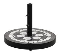 Augerlite Pied de parasol rond noir blanc 12 kg pour mât de parasol 22 25 32 mm Fixation avec adaptateur pour balcon, terrasse, jardin, patio