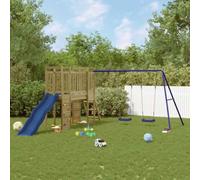 Augerlite Tour de jeu en pin imprégné sous pression avec balançoire, toboggan, mur d'escalade, plateforme, échelle de corde et balançoire double pour le jardin et l'extérieur