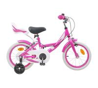 Augerlite Vélo pour enfant rose clair pour 2 à 4 ans avec cadre en acier, guidon et selle réglables, garde-boue et frein, idéal pour une mobilité sûre et un plaisir de conduite sur le terrain et la