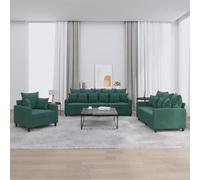 Augerqir Ensemble de canapé 3 pièces en velours vert foncé avec 1 fauteuil, 2 places, canapé 3 places, 9 grands, 12 petits coussins, moderne, salon, canapé, ensemble de canapé, peu encombrant, robuste