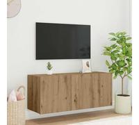 Augerqir Meuble TV mural en chêne Artisan 100 x 35 x 41 cm avec éclairage LED, montage mural, espace de rangement et canal de câbles pour salon, home cinéma, jeux et multimédia