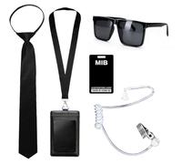 Augesak 5 Pièces Agent Costume Accessoires, Ensemble de Costumes de Services Secrets Accessoires, Men in Black Deguisement Sécurité pour Hommes Femme Carnaval Halloween Cosplay