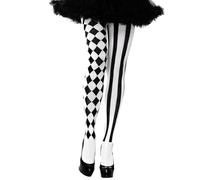 Augesak Collants Arlequin, Collants Femme Noirs et Blancs, Collants Cirque Rayés et à Carreaux, Bas Cuissardes Bas Clown Cirque pour Soirée à Thème Carnaval Cosplay