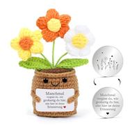 Augesak Pocket Hug Fleurs positives, pommes de terre positives allemandes au crochet de rechange + porte-bonheur, cadeau pour petite amie, maman, femme, collègue, amis