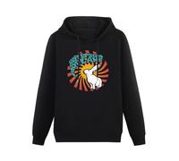 AUGFINDADREAM Men's Jefferson White Rabbit 60'S 70'S Psychedelic Rock Long Sleeve Hooded Sweatshirt Hoodies with Drawstring Pockets Black S