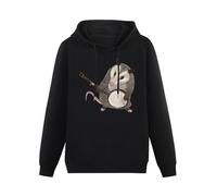 AUGFINDADREAM Men's Opossum Playing The Banjo Possums Long Sleeve Hooded Sweatshirt Hoodies with Drawstring Pockets Black XL
