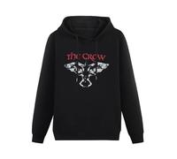 AUGFINDADREAM Men's The Crow Movie Crow Face Logo Long Sleeve Hooded Sweatshirt Hoodies with Drawstring Pockets Black 3XL