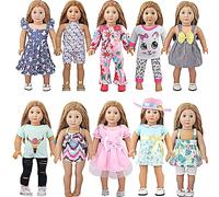 AugFrog Lot de 10 ensembles de vêtements et accessoires de poupée, tenue de poupée tendance pour poupée fille de 45,7 cm (sans poupée ni chaussures) - Style 2