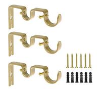 Augiimor Lot de 3 supports de tringle à rideaux dorés, supports de tringle à rideaux doubles robustes et réglables pour fenêtre, maison (doré)