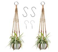 Augshy 2 pièces Macramé Support Pots pour Fleur Pots de Fleurs à Suspendre Intérieur Macramé Corde de Coton Porte Décoration avec 4 Crochets