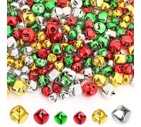 Augshy 240 Pcs Grelots Clochettes Colorées 4 Couleurs Grelot Noël Artisanales en Vrac pour Décorations de Noël Fournitures de Cadeaux de Fête pour Animaux de Compagnie (8/10/12mm)