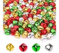 Augshy Lot de 100 clochettes en Vrac de 20 mm pour décoration de Noël, Maison et Animaux domestiques, décorations de fête (Or, Argent, Rouge et Vert)
