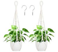 Augshy Lot de 2 cintres en macramé de 68,6 cm avec Crochets, Pot de Fleurs à Suspendre pour Plantes d'intérieur et décoration d'intérieur